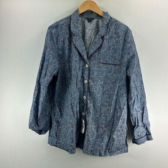 Brooks Brothers Button Down Paisley PJ's Shirt- Blue/Purple- Size XL- NWT - Picture 1 of 7